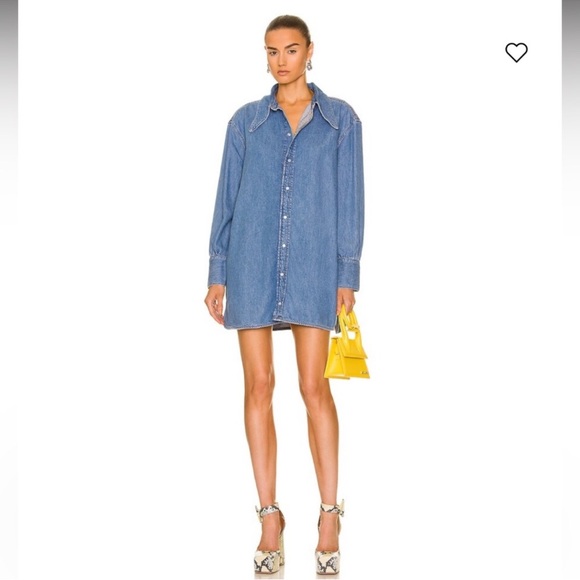 Ganni Blue Denim Shirt Dress with Back Cutouts - Picture 2 of 15